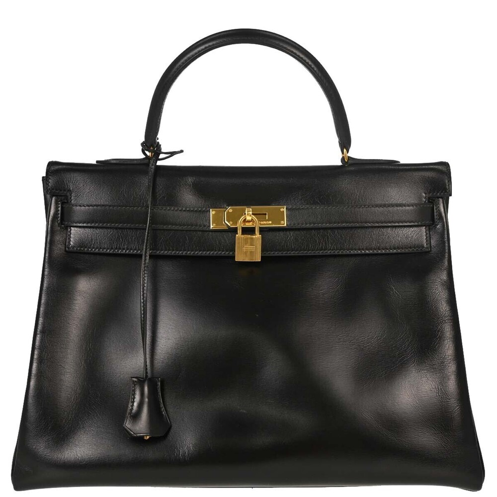 Hermes Kelly Black Box Calf with Gold Hardware 35